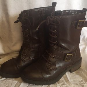 Brown combat boots